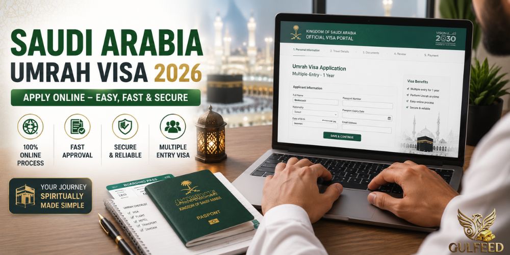Pilgrim applying online for Saudi Arabia Umrah Visa 2026 through official digital platforms
