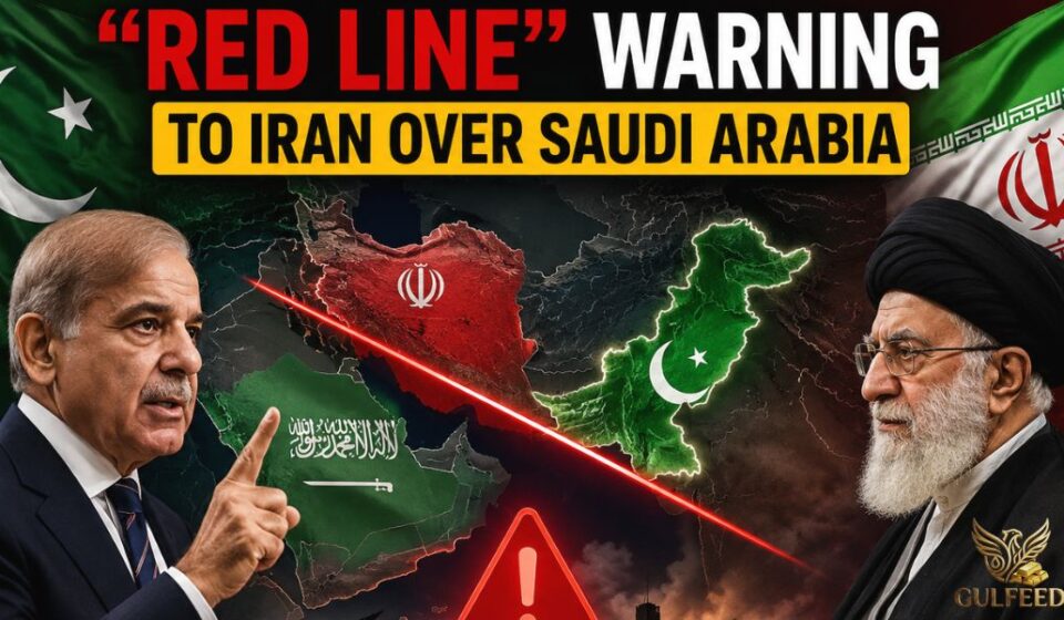 Military flags of Pakistan, Saudi Arabia, and Iran with a strategic map background representing diplomatic tensions